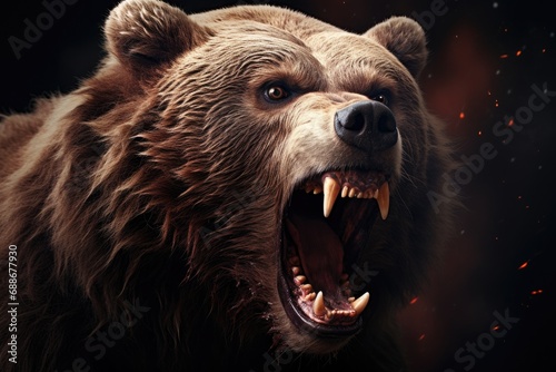 the bear is angry, a very aggressive bear