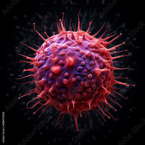 CGI Interpretation of an evil dark red cancer cell.