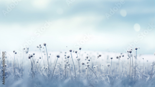 Bokeh Style: Snowy Field and Delicate Flowers