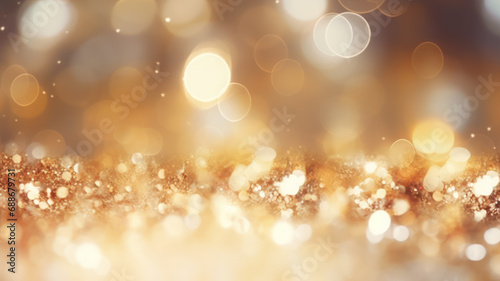 Gold and White Out of Focus Background with Glitter Lights © M.Gierczyk