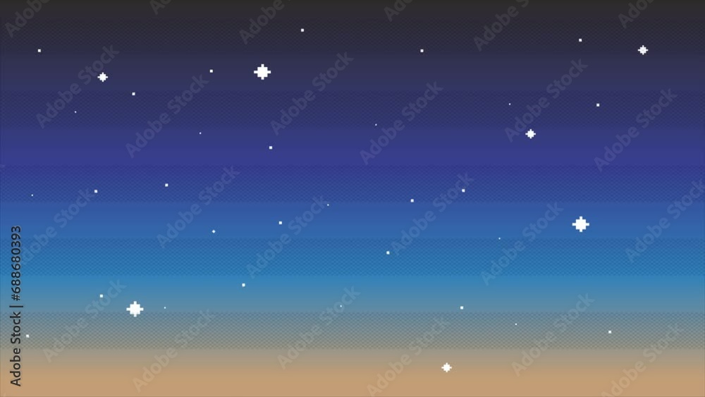 Sky with stars.background in pixel art. 