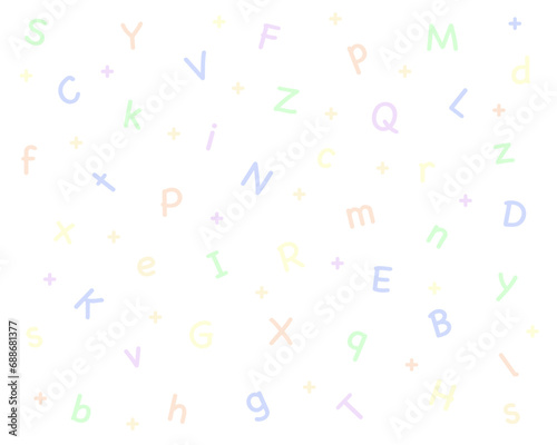Vector colored background with letters of the alphabet. Colored pastel letters of the alphabet. Vector graphics.