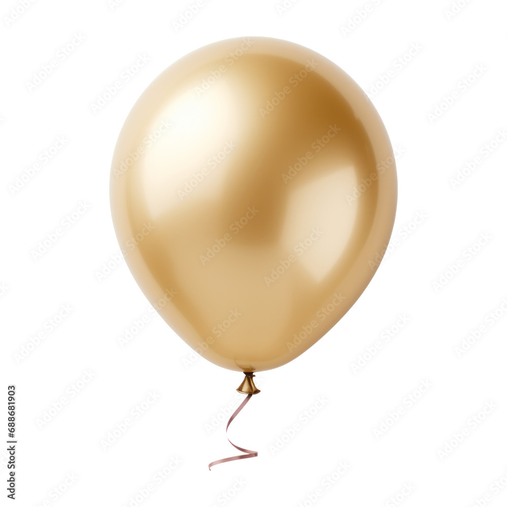 gold balloon isolated on transparent background cutout