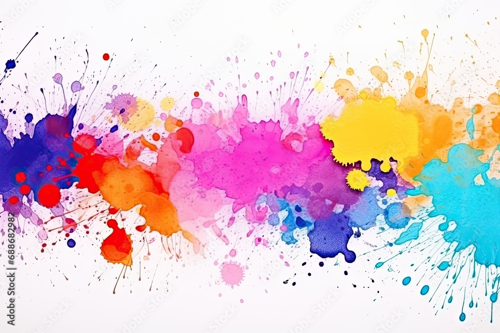 Fototapeta premium Colorful Watercolor Splashes Background. Abstract Art with Textured Grunge Elements on Paper