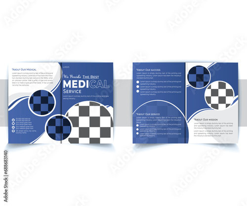 Medical healthcare bifold brochure template and Hospital concept two-fold or bi-fold brochure template 