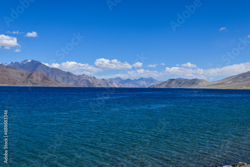 Pangong lake in the mountains photo