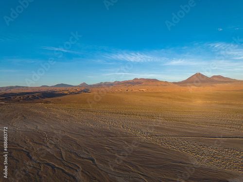 Vista a  rea do por do sol e final da tarde em San Pedro de Atacama  Chile. 