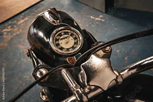 Old vintage motorcycle gauge speedometer photo
