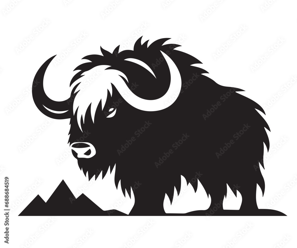 Yak. simple minimalistic black logo. Isolated black illustration Yak. simple minimalistic black logo. Isolated black illustration