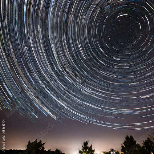Time-lapse photography of stars in the sky