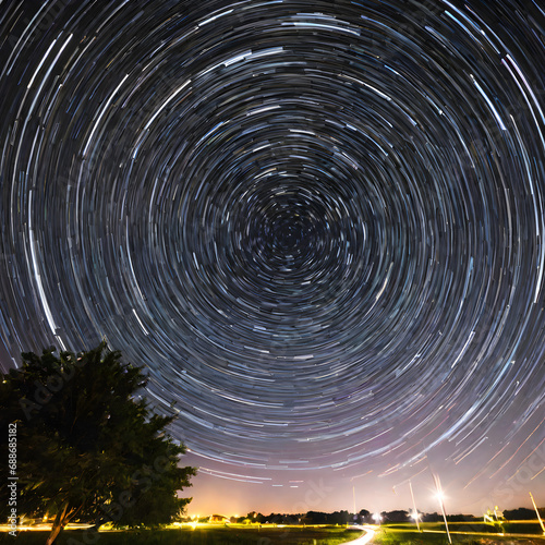 Time-lapse photography of stars in the sky