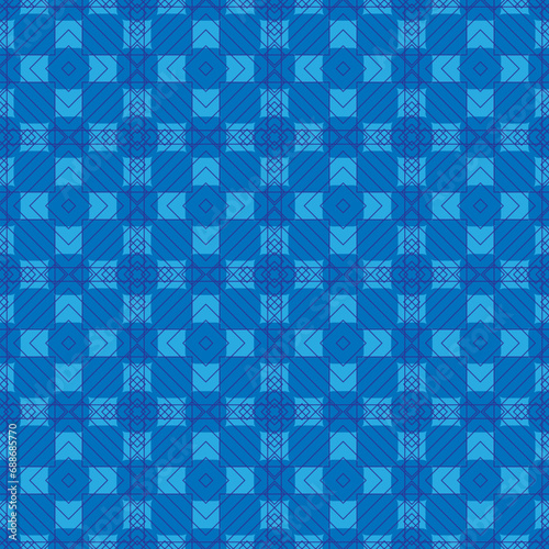 Vector pattern created by many squares and lines in blue background