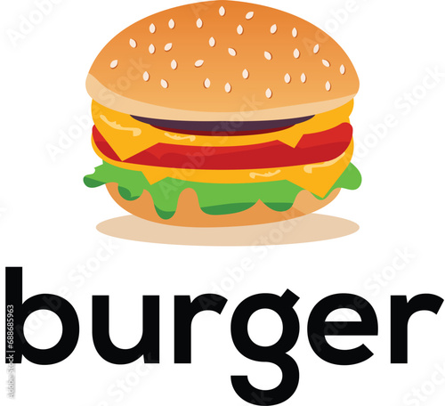 burger and fries  burger logo design vector template  Fast food logo  Hot burgers vector logo  fast food