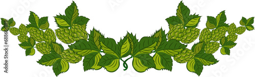 illustration hops on transparent, png, hops plant, hop leaves, hop symbol, beer symbol, brewery emblem