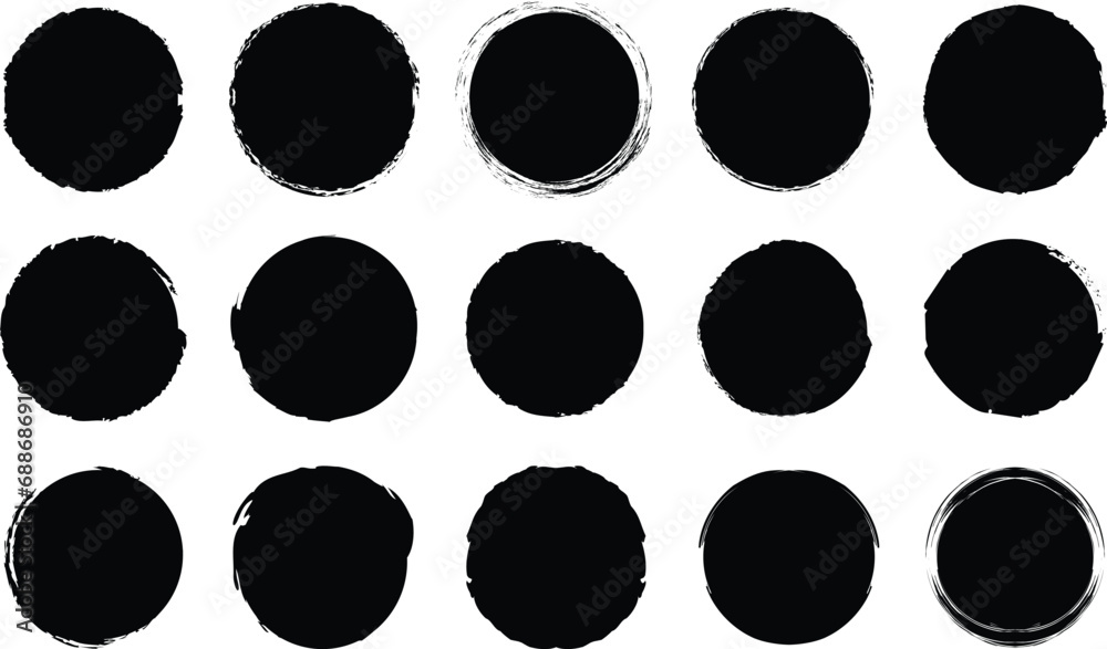 Set of grunge circle brush. Grunge banner collection. Vector - obrazy, fototapety, plakaty 