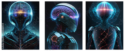 human in the future, technological change, future, set of 3