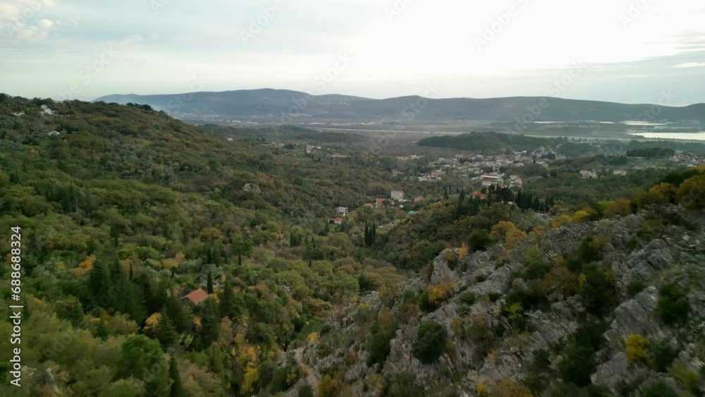 Mountains near Tivat in Montenegro from a drone Mountains near Tivat in Montenegro from a drone