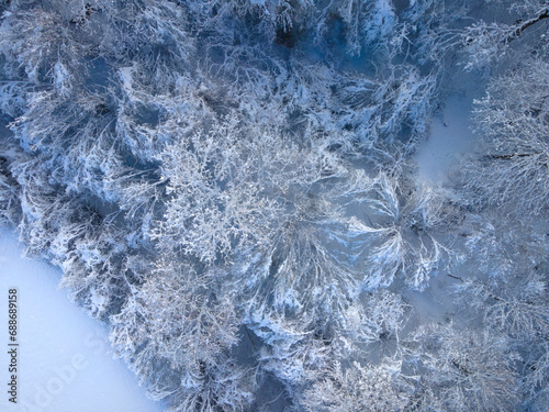 aerial drone flight over beautiful winterwonderland, lower austria, lot of snow © epiximages