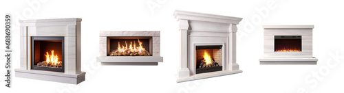Elegant Marble Fireplaces with Glowing Fires