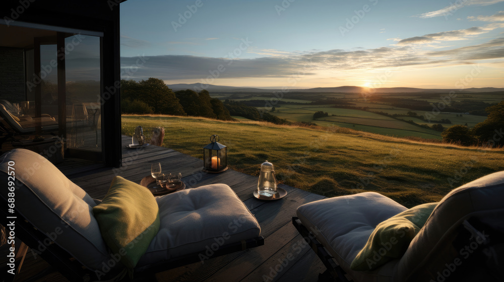 Hilltop Cinema Panoramic Views Blankets on Grass Rural Charm