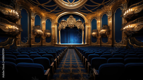 Baroque Grandeur in Mansion Cinema Gilded Decor Velvet Seating © javier