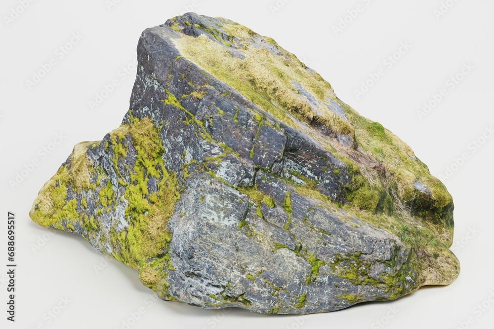 Realistic 3D Render of Rock with Moss Realistic 3D Render of Rock with Moss