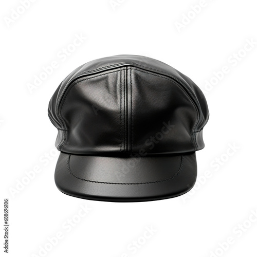 black leather cap isolated on transparent background Remove png, Clipping Path, pen tool
