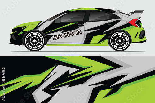 Car sticker design vector. Graphic abstract line racing background kit design for vehicle, race car, rally, adventure and livery wrapping