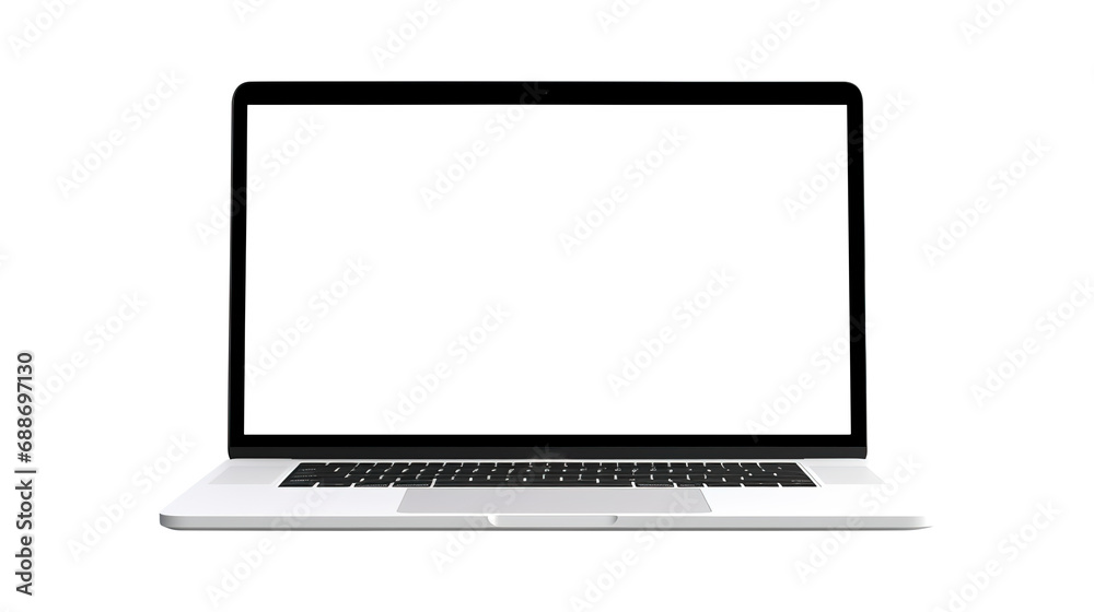 laptop with blank screen isolated on transparent background Remove png, Clipping Path, pen tool - obrazy, fototapety, plakaty 