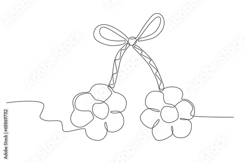 A ribbon of the Martisor symbol. Martisor one-line drawing