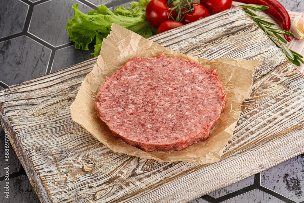 Raw beef uncooked burger cutlet Raw beef uncooked burger cutlet