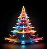 abstract christmas tree colorful glowing - Ai generated.