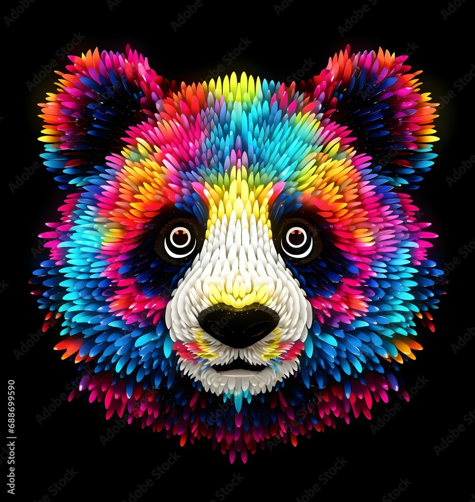panda neon lights graphic art - ai generated. panda neon lights graphic art - ai generated.