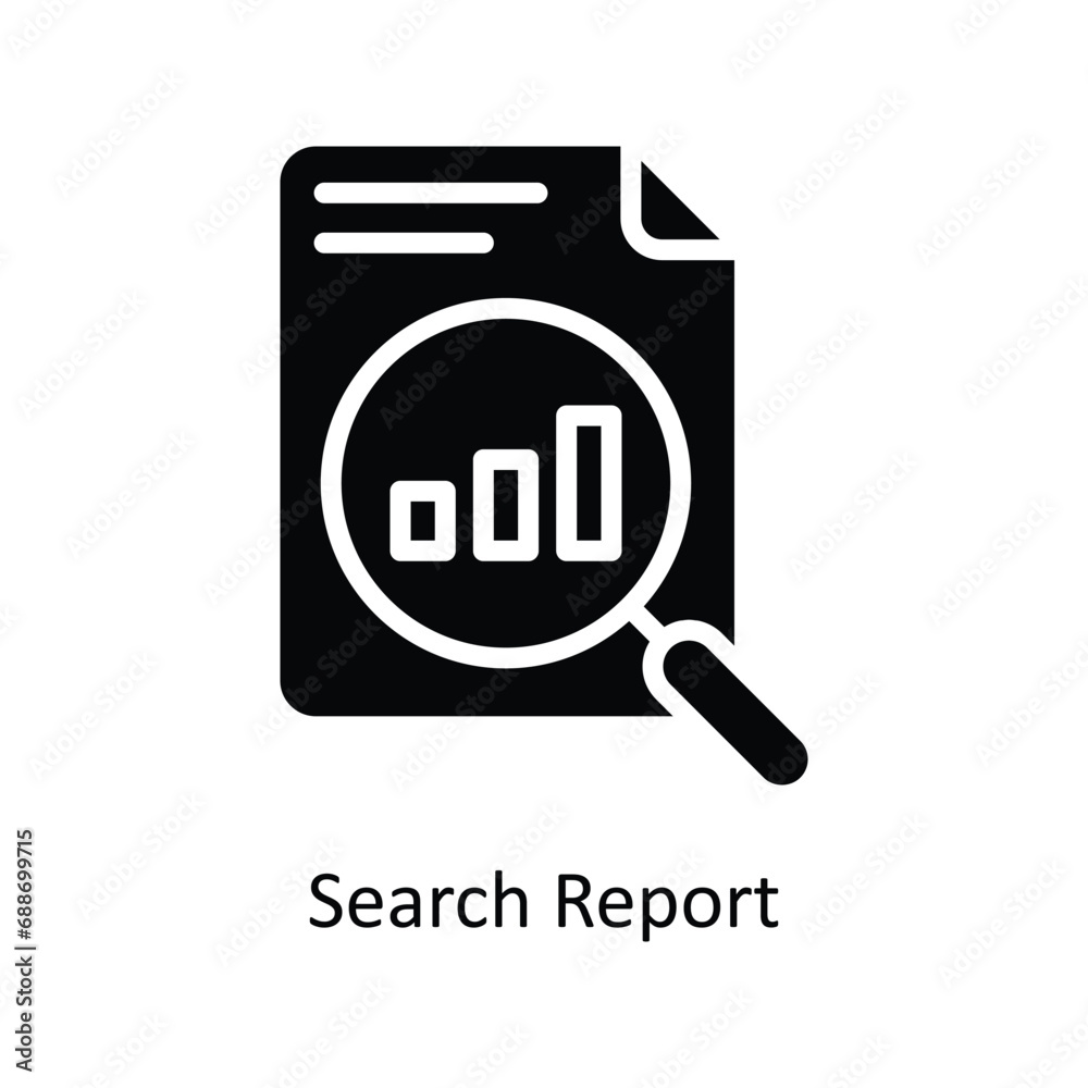 search report vector solid icon Design illustration. Business And Management Symbol on White background EPS 10 File search report vector solid icon Design illustration. Business And Management Symbol on White background EPS 10 File