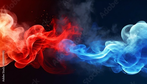 blue vs red smoke effect black vector background abstract neon flame cloud with dust cold versus hot concept sport boxing battle competition fog wallpaper design police digital banner photo
