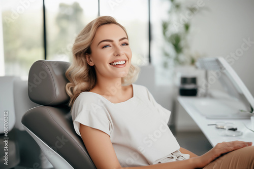 radiant young woman enjoying a dental visit with a bright smile