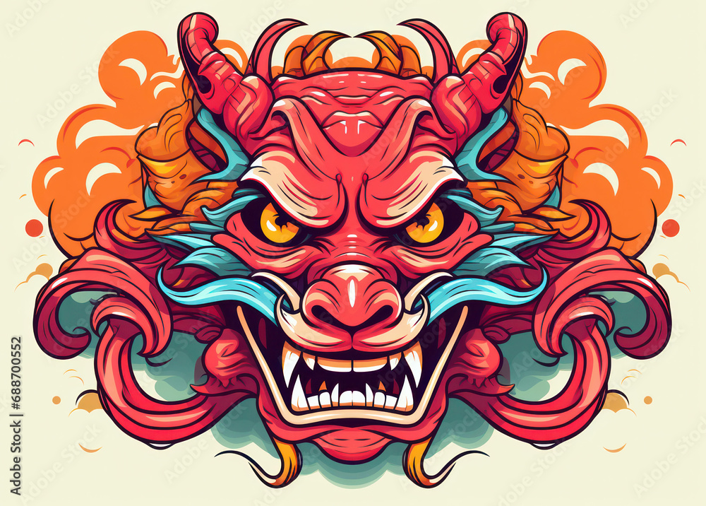 Obraz premium Evil graphic head art face symbol illustration mask design mascot demon devil tattoo