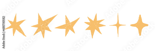 Doodle star icon set, vector hand drawn abstract shapes, sketch grunge scribble cute celestial print. Texture crayon childish sketch cartoon funny geometric object kit. Doodle star marker illustration