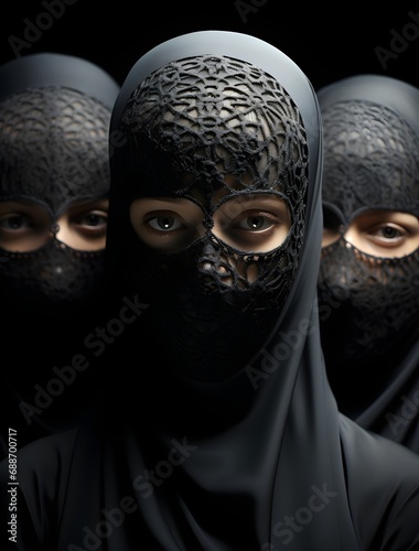 Muslim Women Dressed in Black Clothing photo