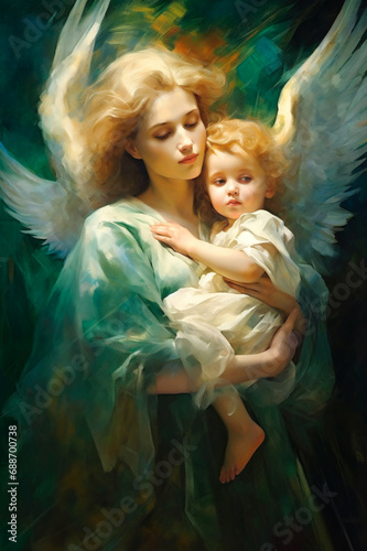 A guardian angel protecting children. AI generativ. © Dar1930