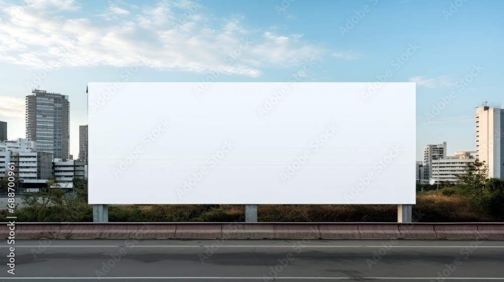 Blank billboard mockup outdoors for advertising on roadside 