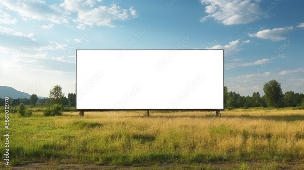Blank billboard mockup outdoors for advertising on roadside Blank billboard mockup outdoors for advertising on roadside