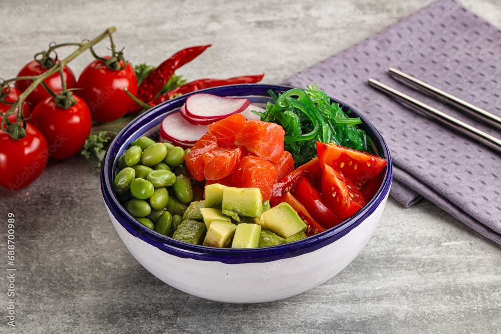 Hawaian cuisine - Poke with salmon Hawaian cuisine - Poke with salmon