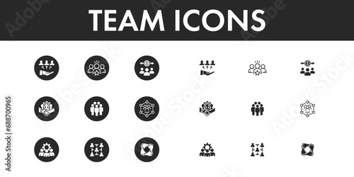 Team icons set vector design.