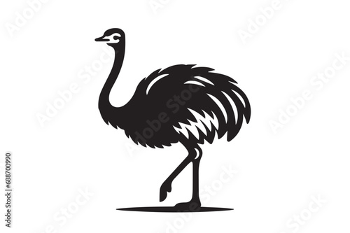 Simple black icon logo ostrich emu