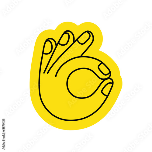 Vector line simple illustrations, hands and gesture in outline style, sticker gesture, print and poster design