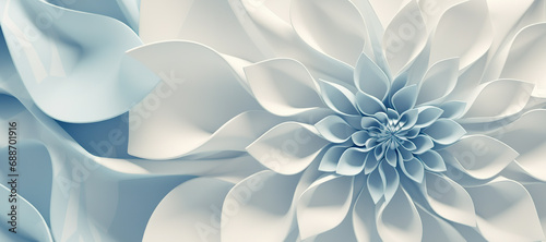 wave floral pattern motif, blue white 6