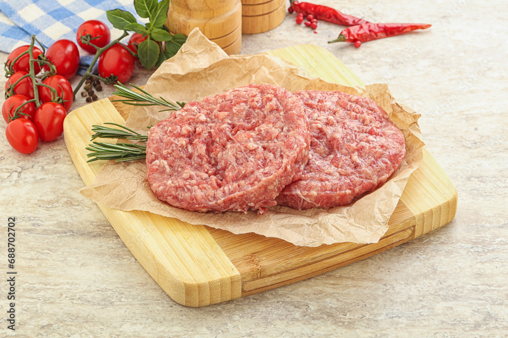 Raw pork cutlet for burger Raw pork cutlet for burger