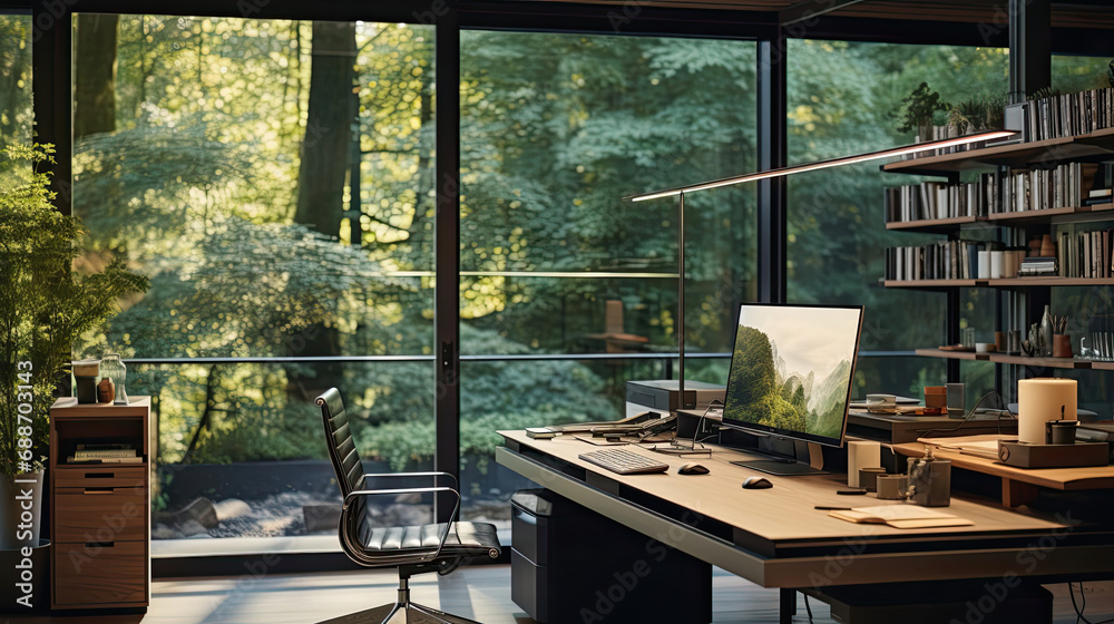 Cutting-edge Smart Home office with wireless charging and natural light Cutting-edge Smart Home office with wireless charging and natural light