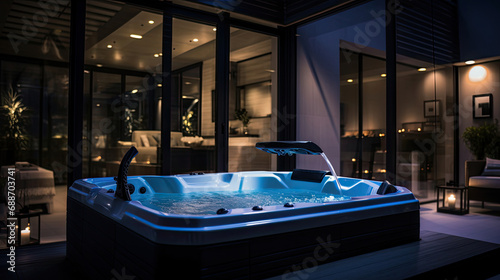 Private spa in a Smart Home with voice-activated jacuzzi and ambiance